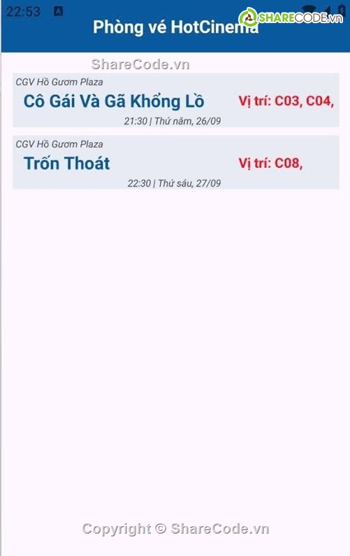 đặt vé xem phim,ứng dụng android,kotlin